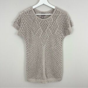 Chico’s Open Stitch Knit Cotton Short Sleeve Sweater Top